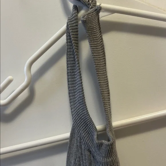 naked wardrobe Ribbed Knit Light Gray Halter Jumpsuit - Picture 2 of 7